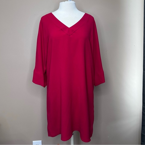 NWT Trina Turk Delia Red V-Neck Dress Large - Picture 2 of 12